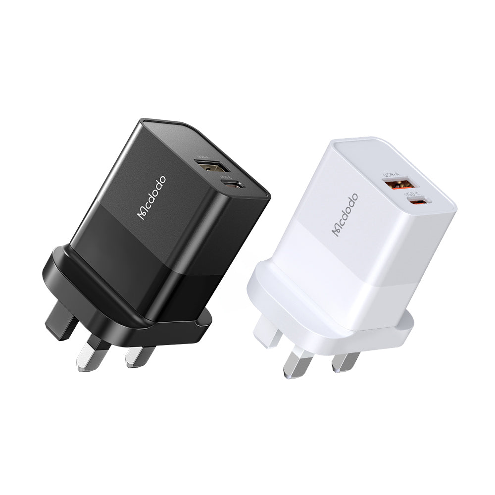 Mcdodo CH1300 Hydrogen Series 20W PD+QC Type C + USB Dual Ports Wall Charger (UK Plug)