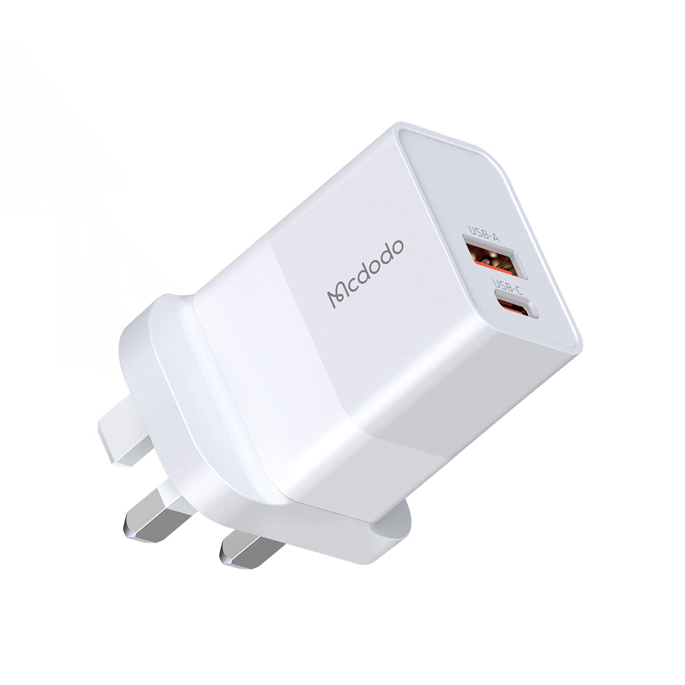 Mcdodo CH1300 Hydrogen Series 20W PD+QC Type C + USB Dual Ports Wall Charger (UK Plug)