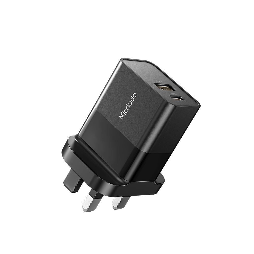 Mcdodo CH1300 Hydrogen Series 20W PD+QC Type C + USB Dual Ports Wall Charger (UK Plug)