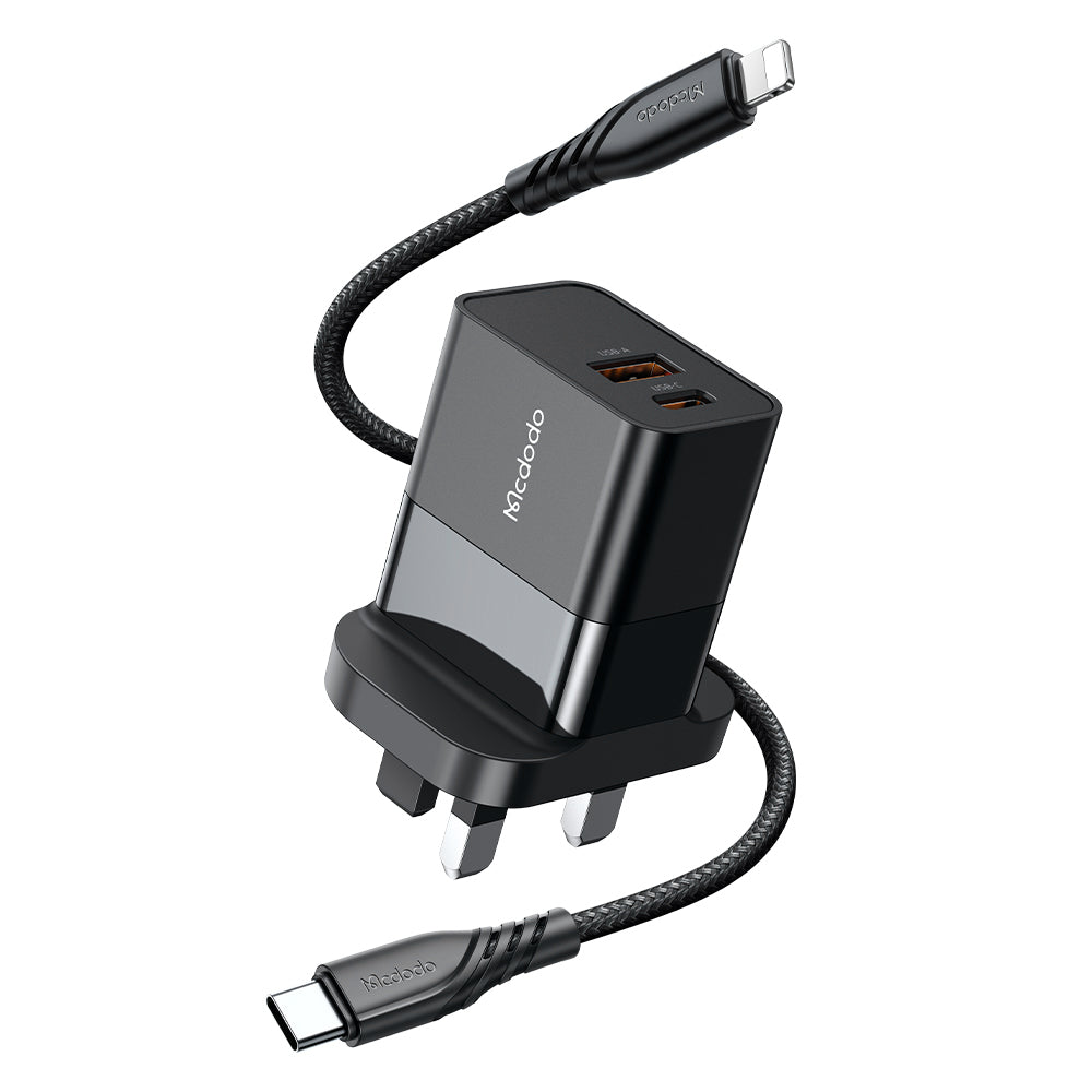 Mcdodo CH1302 Hydrogen Series 20W Charger + Type C To iOS Devices iPhone Cable Set (UK PLUG)