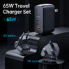 MCDODO CH8442 Mecha Series GaN 65W Dual Type-C + USB Mini Size Wall Charger Set (EU/UK/US plug)